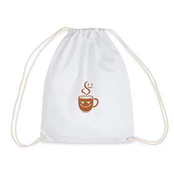 Tasse à café heureuse avec smileys - Sac de sport léger - blanc - Devant