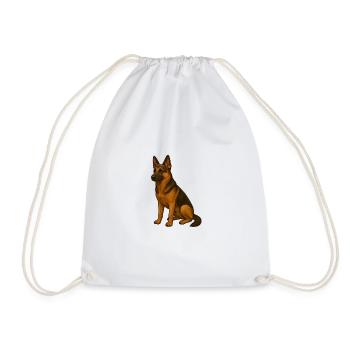 Elegant German Shepherd Print - Drawstring Bag - white - Front