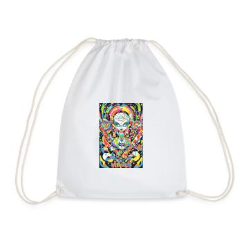 Psychedelic Chakra & Feline Art - Drawstring Bag - white - Front
