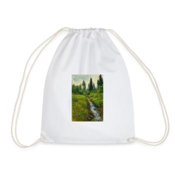 Sketchart Landscape with brook in Switzerland - Drawstring Bag - white - Front
