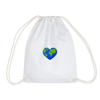 World Heart in Heart Shape - Drawstring Bag - white - Front
