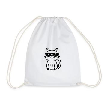 Chat cool avec des lunettes de soleil design - Sac de sport léger - blanc - Devant