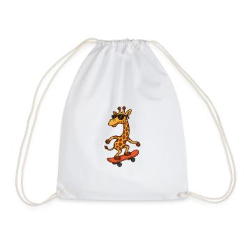 Girafe de skateboard élégante avec des lunettes de soleil - Sac de sport léger - blanc - Devant