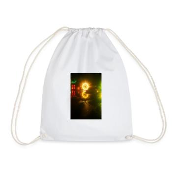 Glowing Neon Reflection Motif - Drawstring Bag - white - Front