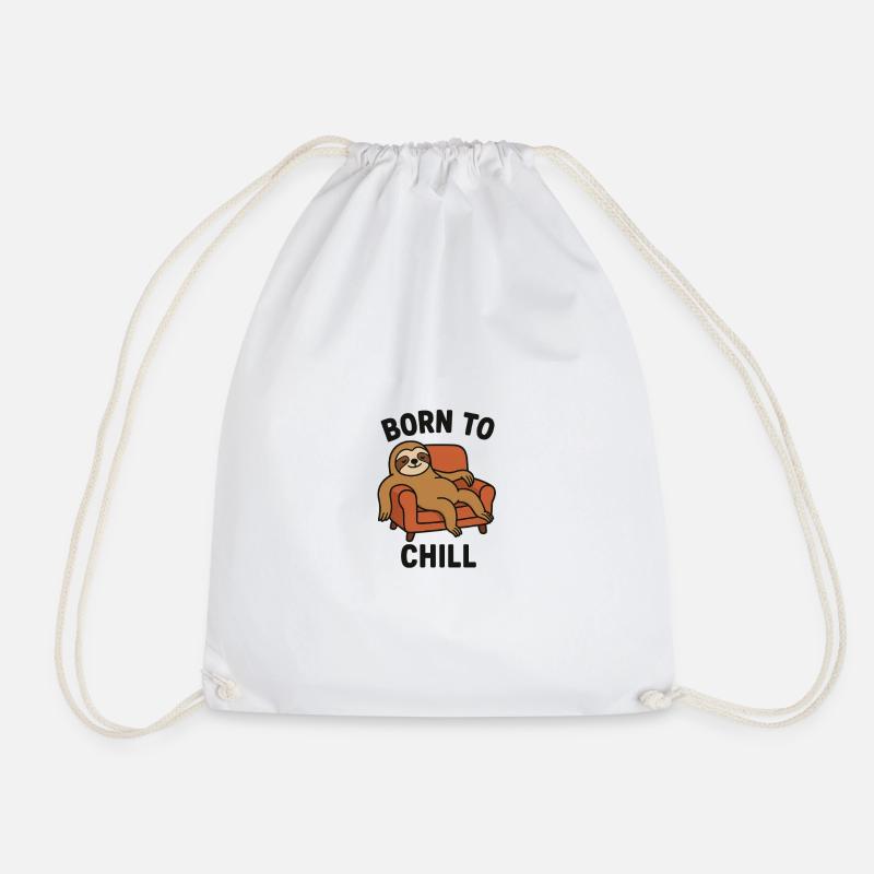 born to chill - Drawstring Bag - white