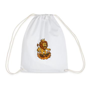 Lion majestueux sur skateboard avec couronne - Sac de sport léger - blanc - Devant
