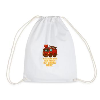 Ich_Losche_nicht_nur_Feuer_ich_bringe_Herz - Drawstring Bag - white - Front