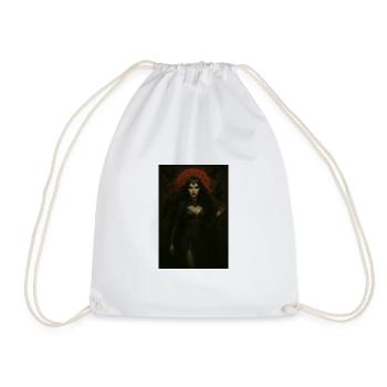 Dark Goddess and Crows – Red Moon - Drawstring Bag - white - Front