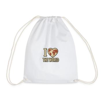 I Love the World Heart Print - Drawstring Bag - white - Front