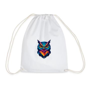 Owl | Owl Head Print - Drawstring Bag - white - Front