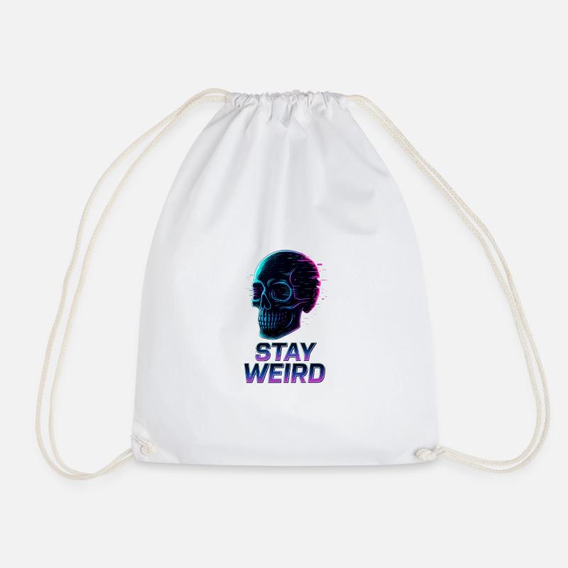 Restez bizarre Neon Skull - Sac de sport léger - blanc