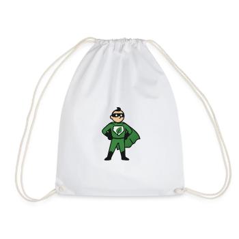 Eco superhero in green cape - Drawstring Bag - white - Front