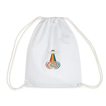 UFO Rainbow Beam - Drawstring Bag - white - Front