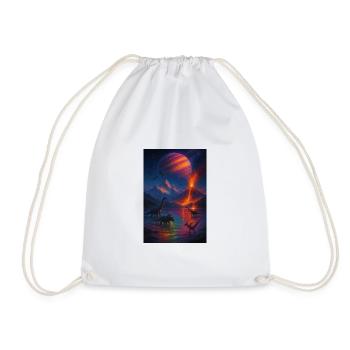 Dinosaur Volcano Fantasy Universe - Drawstring Bag - white - Front
