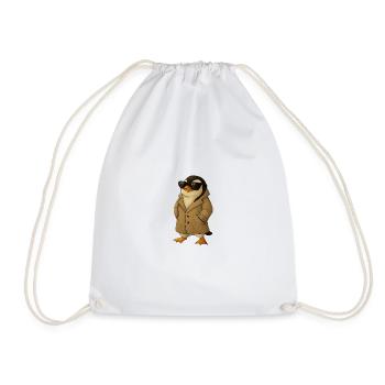 Penguin Detective Trench Coat - Drawstring Bag - white - Front