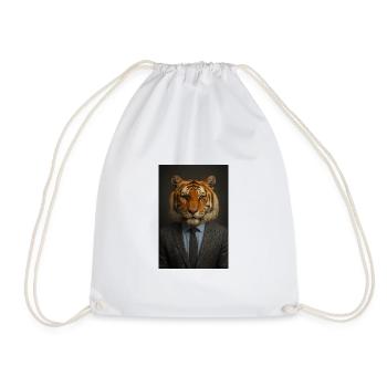 Tiger in a suit office chic - Drawstring Bag - white - Front