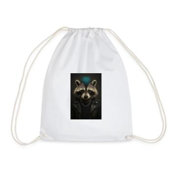 Punk raccoon in leather jacket - Drawstring Bag - white - Front