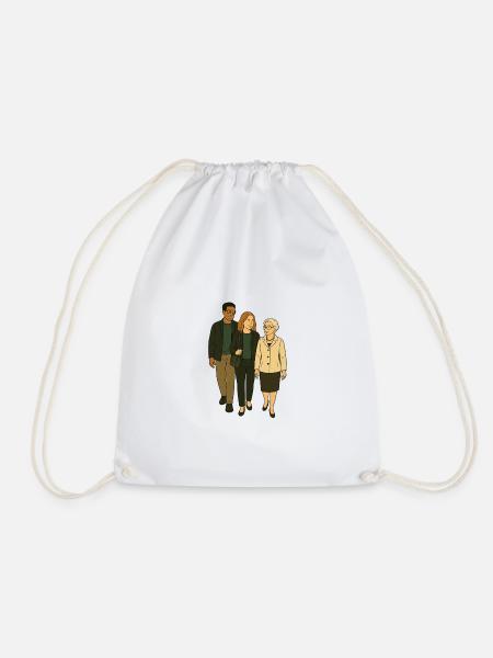 on the road with grandma - Drawstring Bag - white