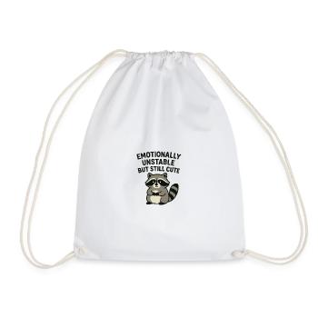 Emotional raccoon cute chaotic funny - Drawstring Bag - white - Front