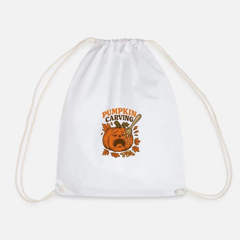 Pumkin Carving - Drawstring Bag - white