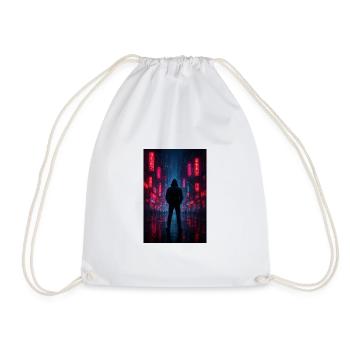 Night neon in the cyber city - Drawstring Bag - white - Front