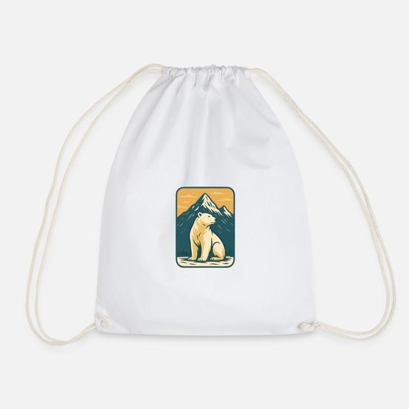 Polar bear in front of mountain landscape - Drawstring Bag - white