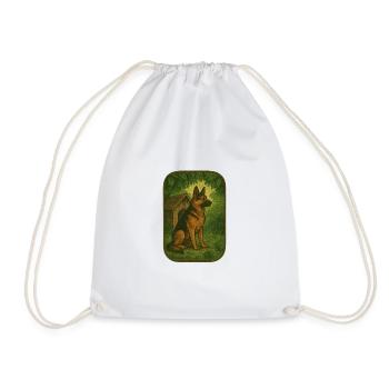 Retro Forest Dog - Drawstring Bag - white - Front