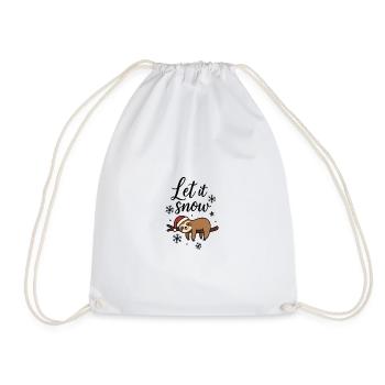Cuddly Sloth Let it Snow Christmas Motif - Drawstring Bag - white - Front