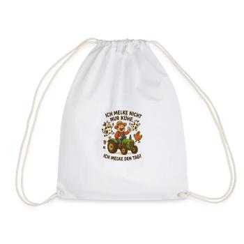 The farmer doesn't just milk the cows - Drawstring Bag - white - Front