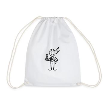 Electrician Stick Figure - Drawstring Bag - white - Front
