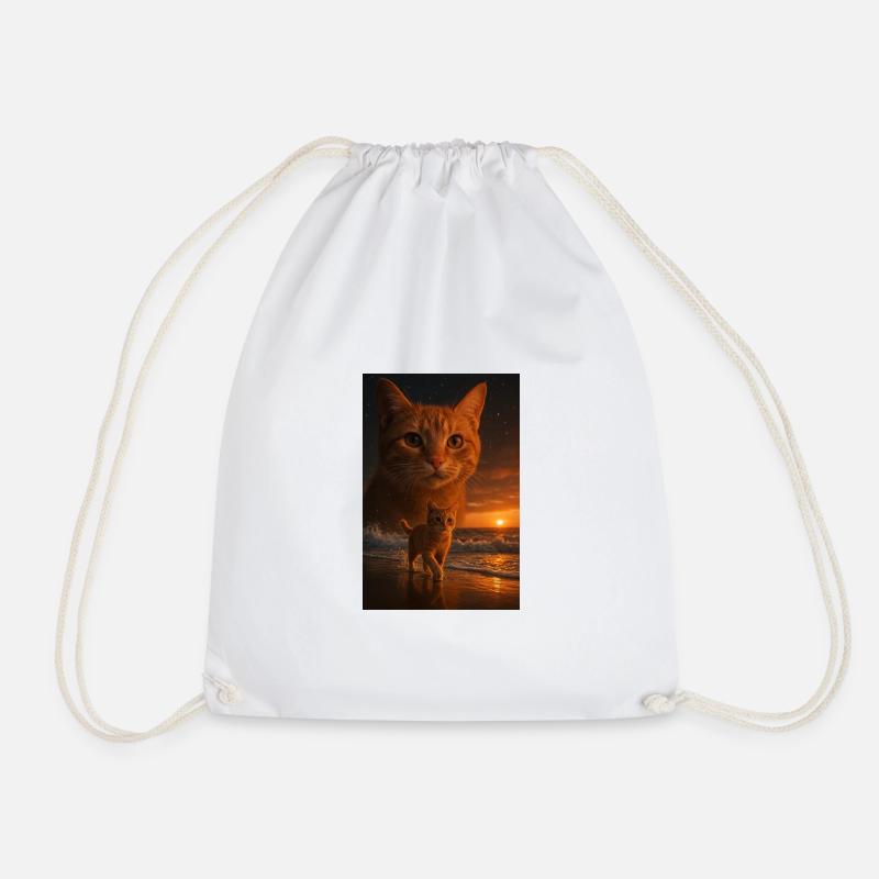 Coucher de soleil chat Double vue - Sac de sport léger - blanc