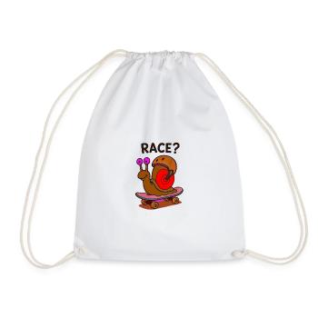 RACE? Snail on skateboard - Drawstring Bag - white - Front