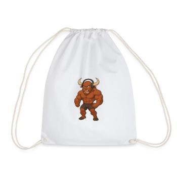 Bull Buffalo Muskulös Beats Bodybuilding Sport - Turnbeutel - Weiß - Vorne