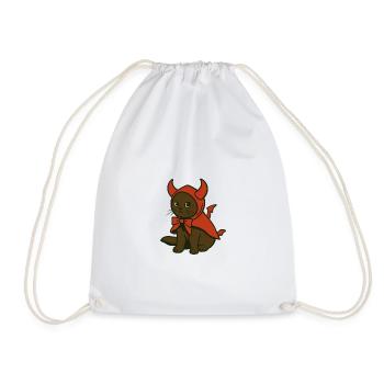 Chaton en costume de diable rouge - Sac de sport léger - blanc - Devant