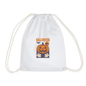 HALLOWEEN GRAIN – Retro Fusion Pumpkin - Drawstring Bag - white - Front