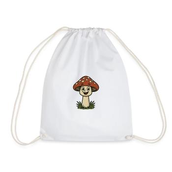 Funny Toadstool Cartoon - Drawstring Bag - white - Front