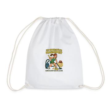 I support women's sports, housework - Drawstring Bag - white - Front