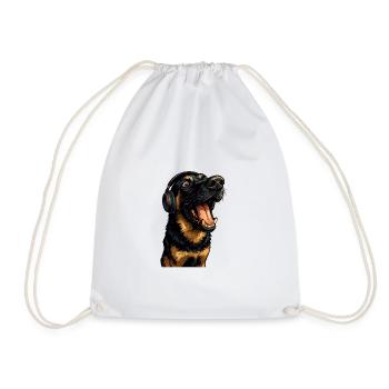 Headphone Rottweiler Portrait - Drawstring Bag - white - Front