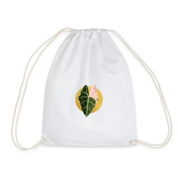 Alocasia in the Gold Circle - Drawstring Bag - white - Front