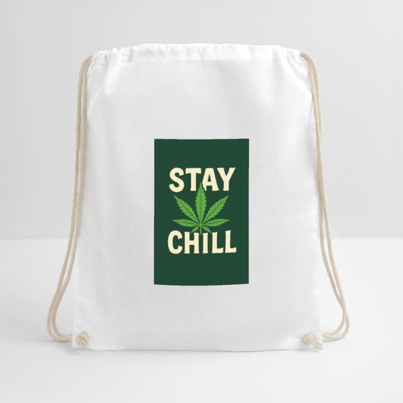 Stay Chill Cannabis Leaf Drawstring Bag