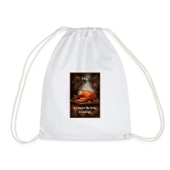 Apron cook family cooking kitchen celebration fry - Drawstring Bag - white - Front