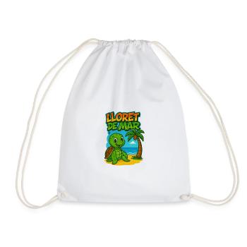 Lloret de Mar turtle cartoon beach - Drawstring Bag - white - Front