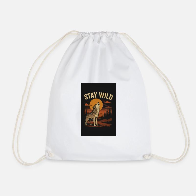 Wolf Wild - Drawstring Bag - white