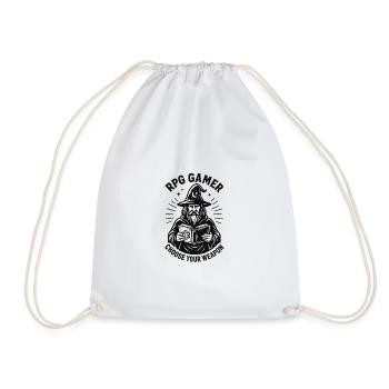 RPG Gamer : Grimoire et dés - Sac de sport léger - blanc - Devant