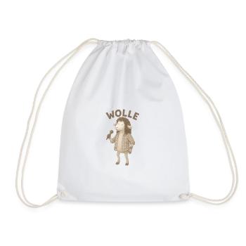 Wool Sheep with Microphone - Drawstring Bag - white - Front