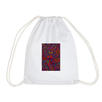 Psychedelic eye and mushrooms - Drawstring Bag - white - Front