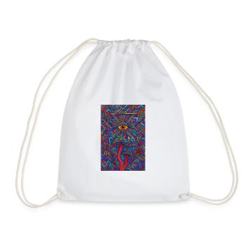 Psychedelic Eye and Mushrooms - Drawstring Bag - white - Front