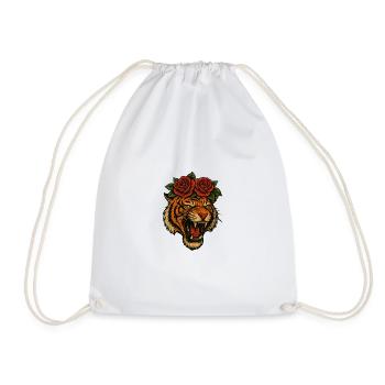 Tête de tigre féroce avec des roses – Tra haute résolution - Sac de sport léger - blanc - Devant