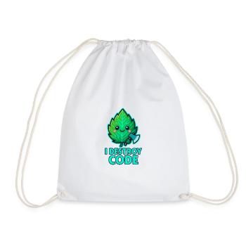 Green Leaf Code Warrior - Drawstring Bag - white - Front