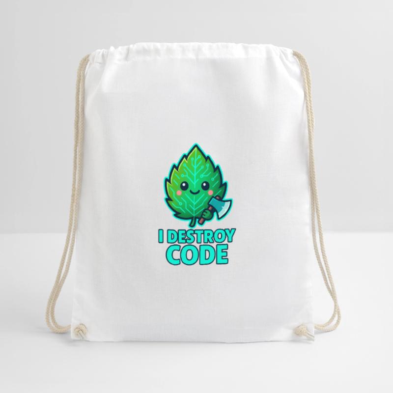 Green Leaf Code Warrior Drawstring Bag